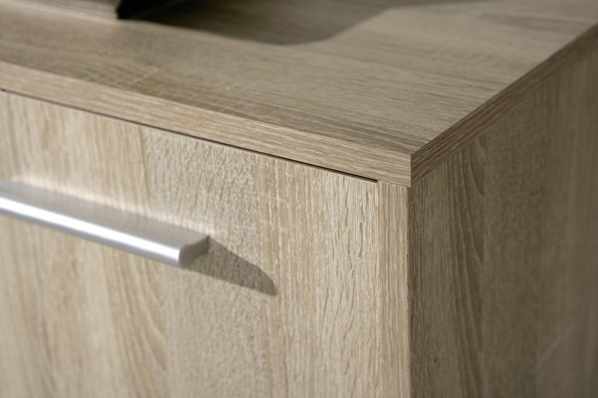 Highboard Egadi Weiß/Eiche - Alufarben/Weiß, Basics, Holzwerkstoff/Kunststoff (77/115/30cm) - MID.YOU