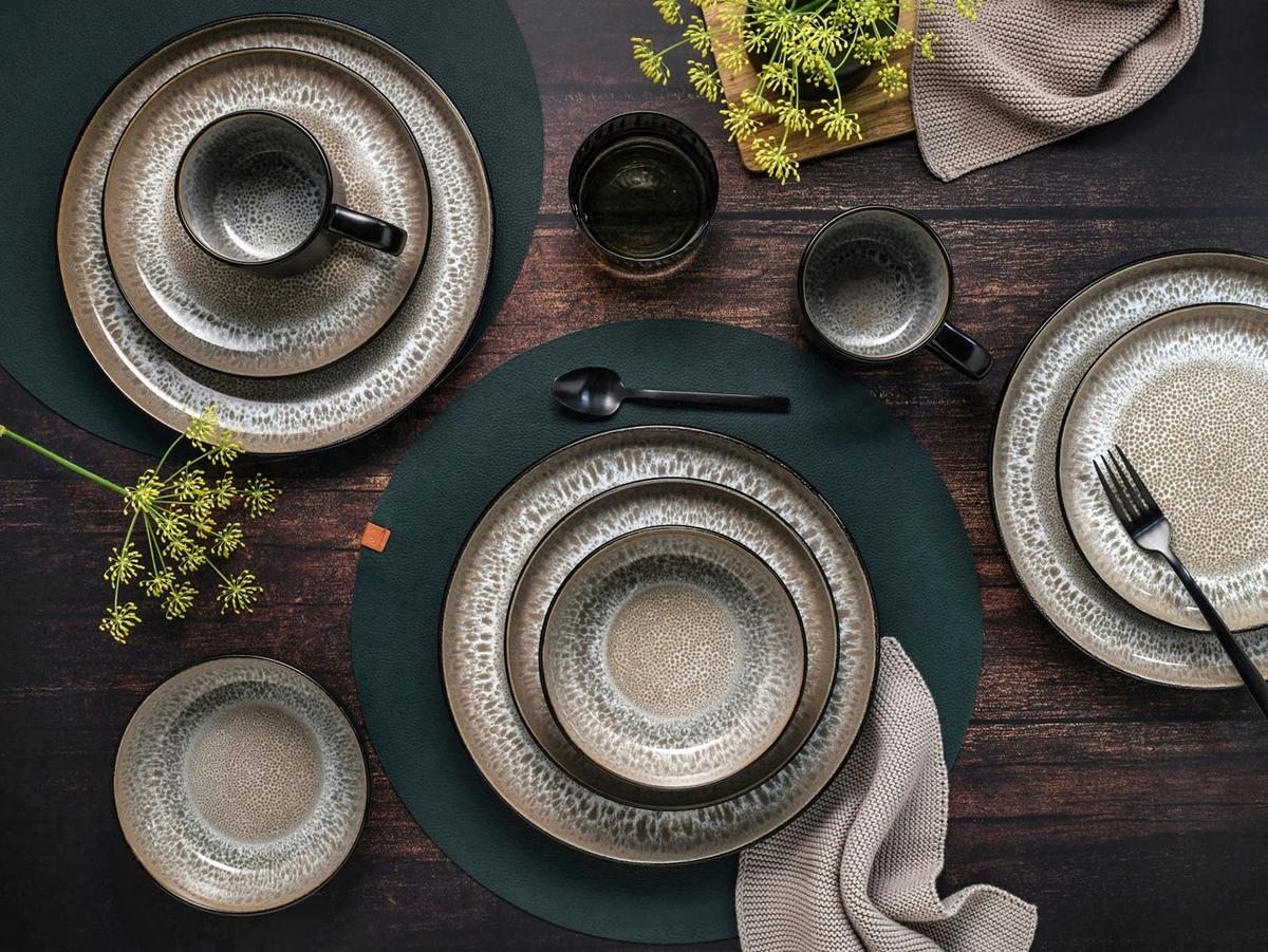 Servis 16/1 Magnus - bež/crna, Moderno, keramika - Best Price