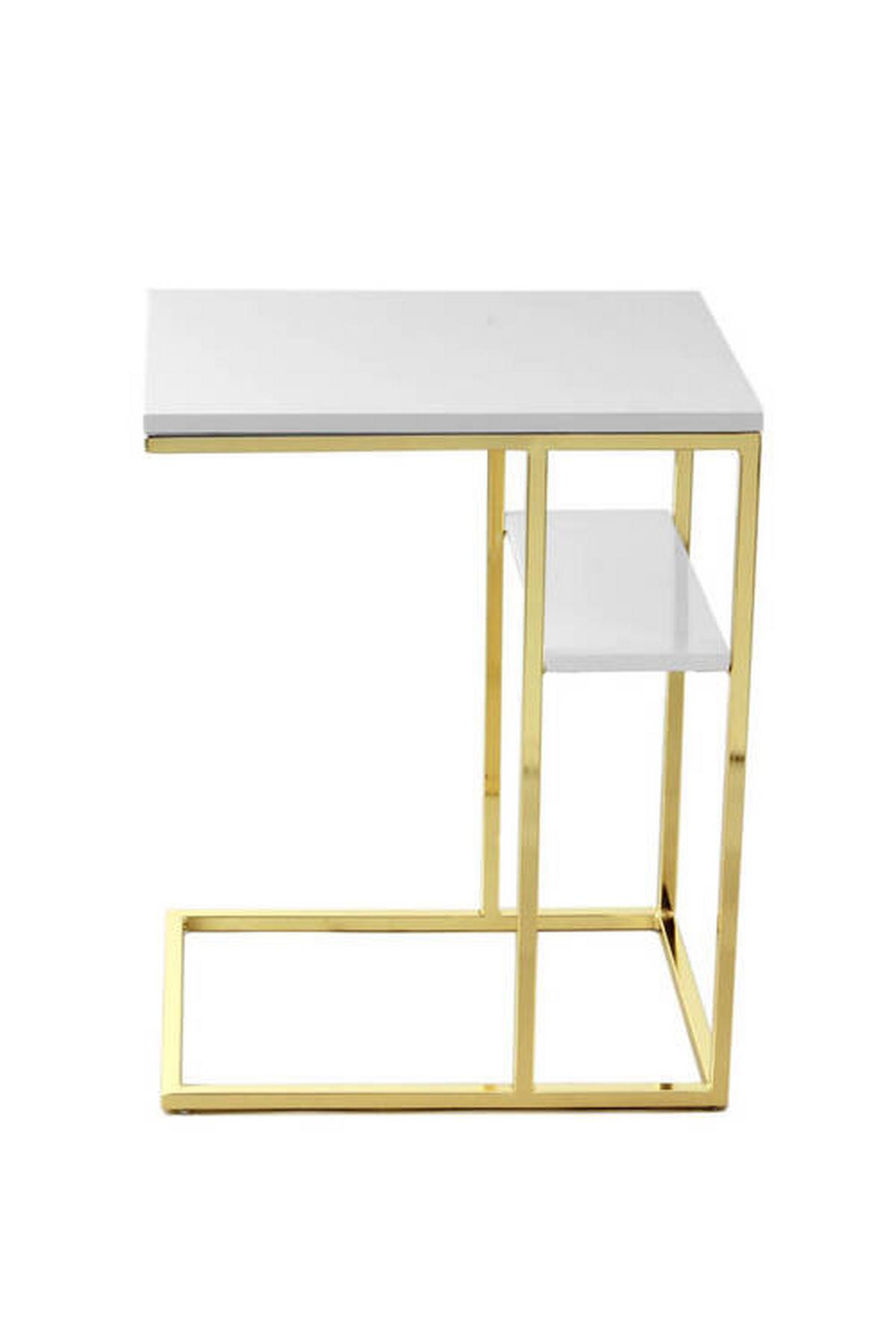 BEISTELLTISCH 7SR5F-GLD - Weiss/Goldfarben, Modern, Metall (48/35/62cm) - Kayoom