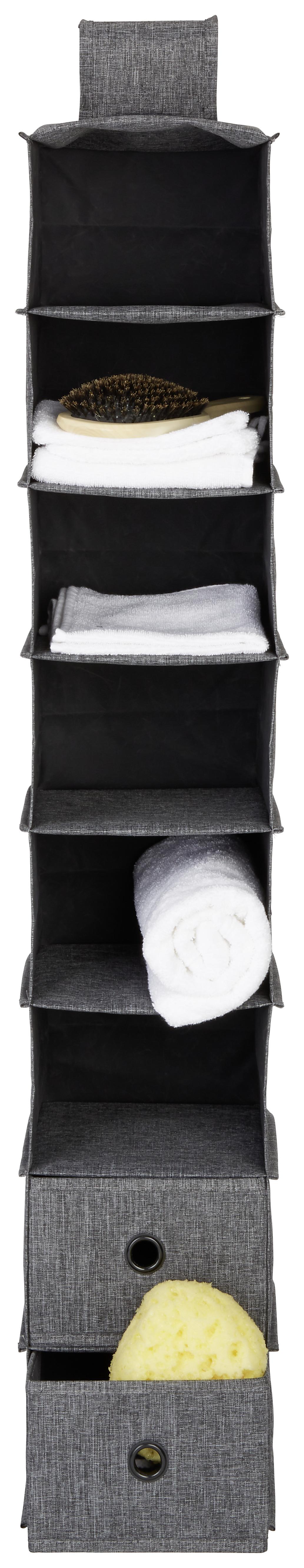 Viseči Organizator Nahla -Sb- - siva, tekstil/leseni material (24/23/100/12/19/18cm) - Modern Living