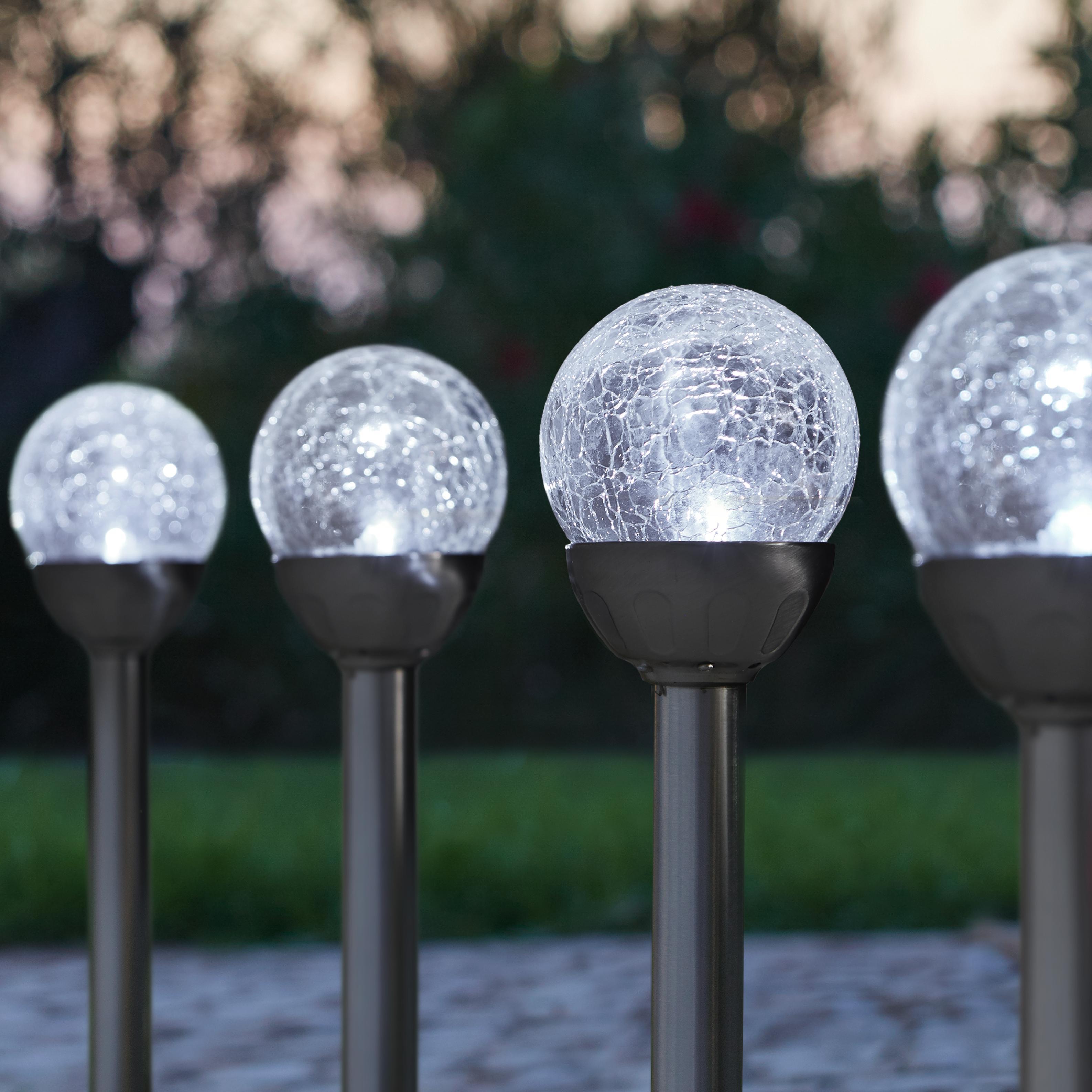 Solarleuchte in Silberfarben/ Weiß Ø/H ca.8/38cm 'Arne' - Silberfarben, MODERN, Metall (8/38cm) - Bessagi Garden