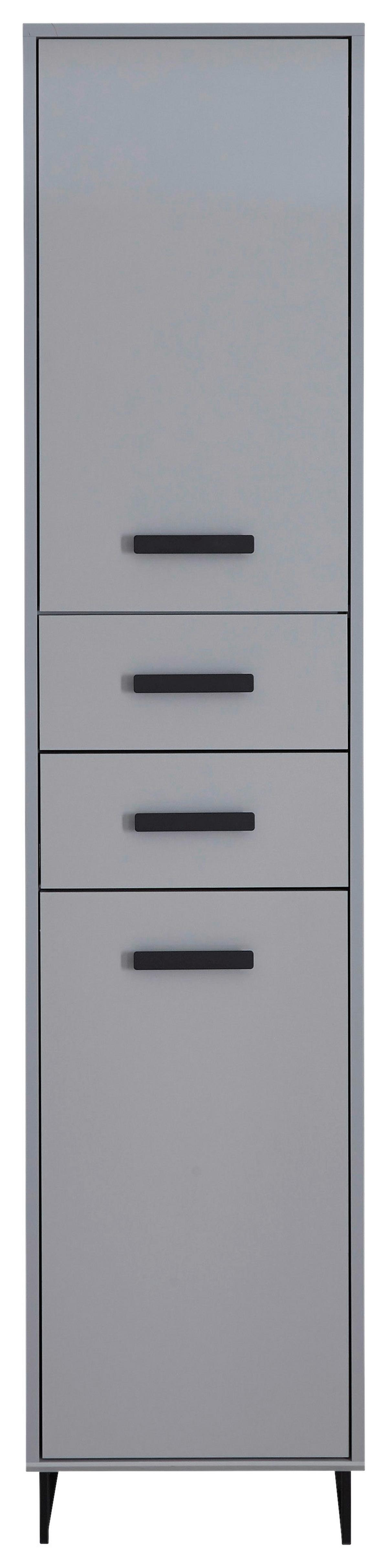 Magasszekrény Tunis - fekete/szürke, Natur, műanyag/faalapú anyag (41/185/38cm) - home24