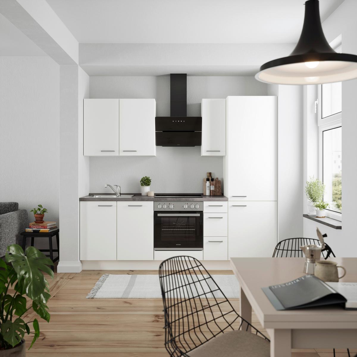 Küchenleerblock Touch High o. Geräte Weiß - Edelstahlfarben/Weiß, MODERN, Holzwerkstoff/Metall (240cm) - Nobilia