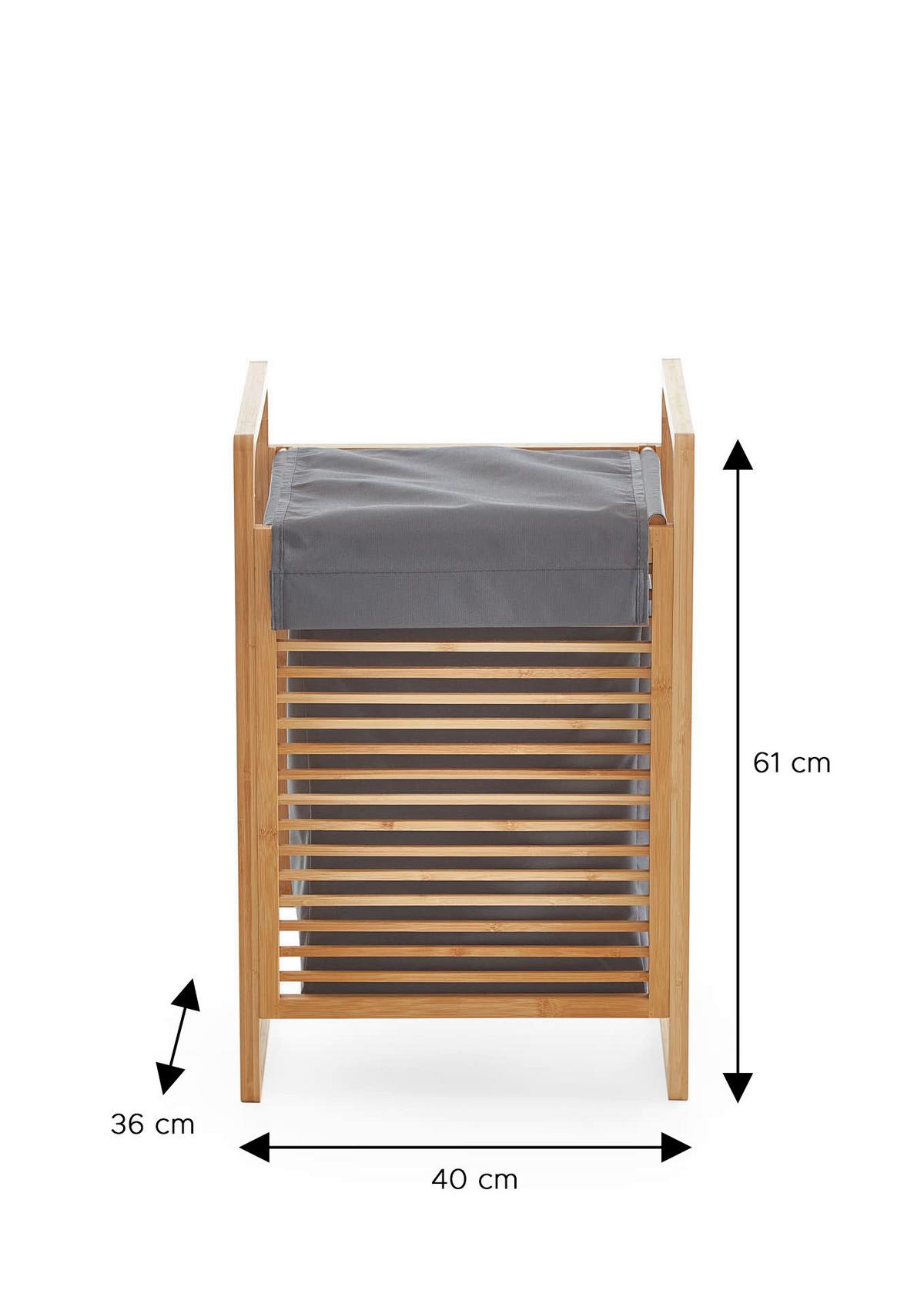 WÄSCHEKORB KLEINMÖBEL - Eichefarben/Grau, Design, Holzwerkstoff/Textil (31,8/75,5/60,6cm) - MID.YOU