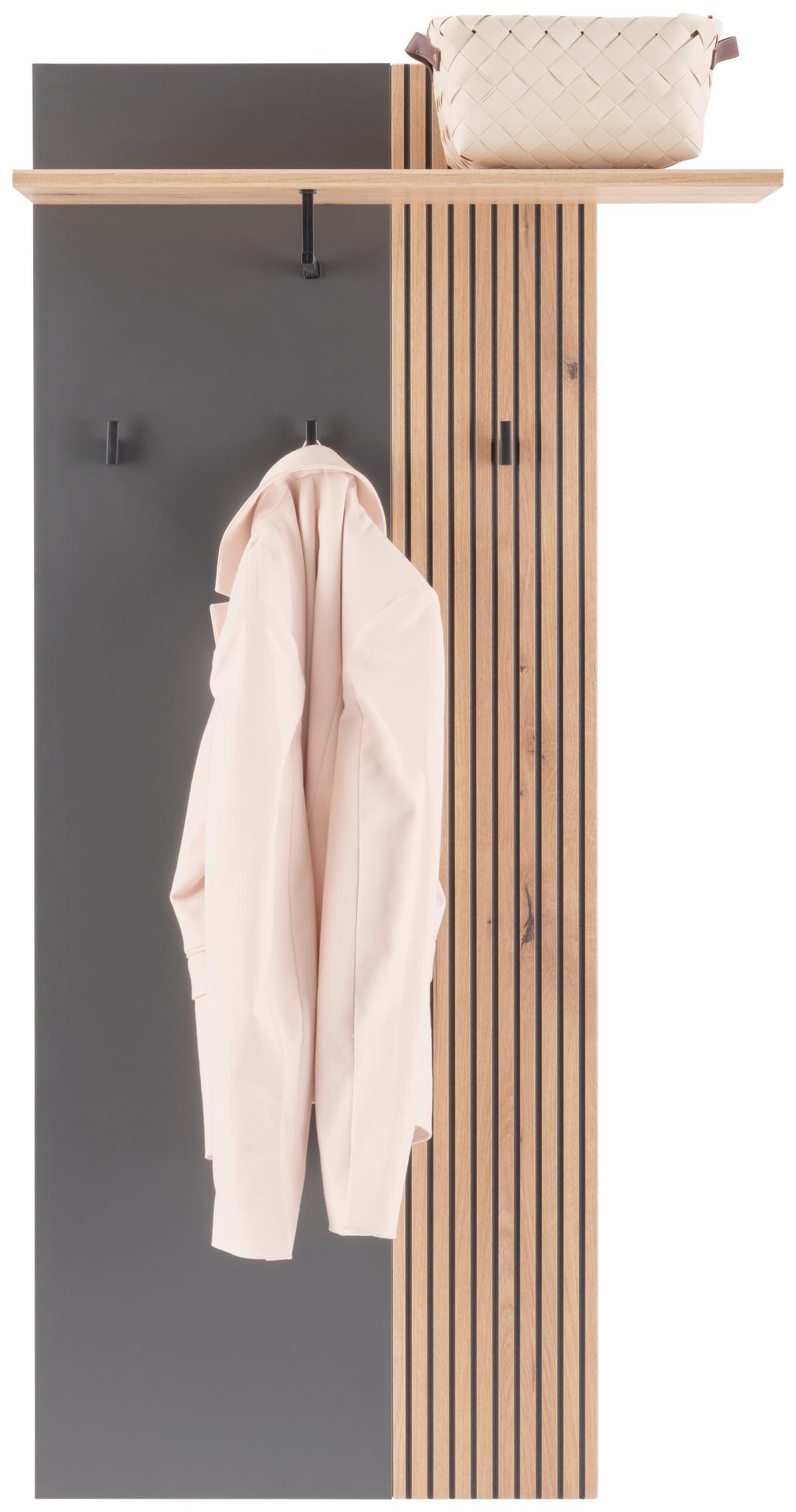 Panou cuier CLEVER - culoare lemn stejar/antracit, Modern, material pe bază de lemn (70,1/139/26cm) - Modern Living