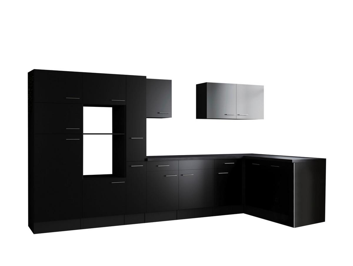 Kotna Kuhinja Brez Aparatov Oliver, 370x172cm - srebrne barve/črna, Design, kovina/leseni material (370/172cm) - Respekta