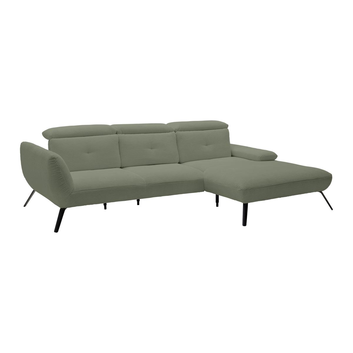 Wohnlandschaft Seattle Olivgrün - Schwarz/Olivgrün, MODERN, Holzwerkstoff/Textil (301/196cm) - Premium Living