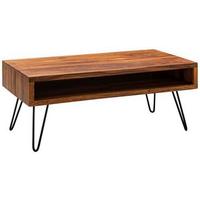 Couchtisch in Sheeshamfarbe Echtholz - Sheeshamfarben/Schwarz, MODERN, Holz/Metall (100/50/40cm) - MID.YOU