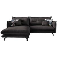 Wohnlandschaft Lava Anthrazit Velours - Türkis/Anthrazit, MODERN, Textil/Metall (180/255cm) - Livetastic