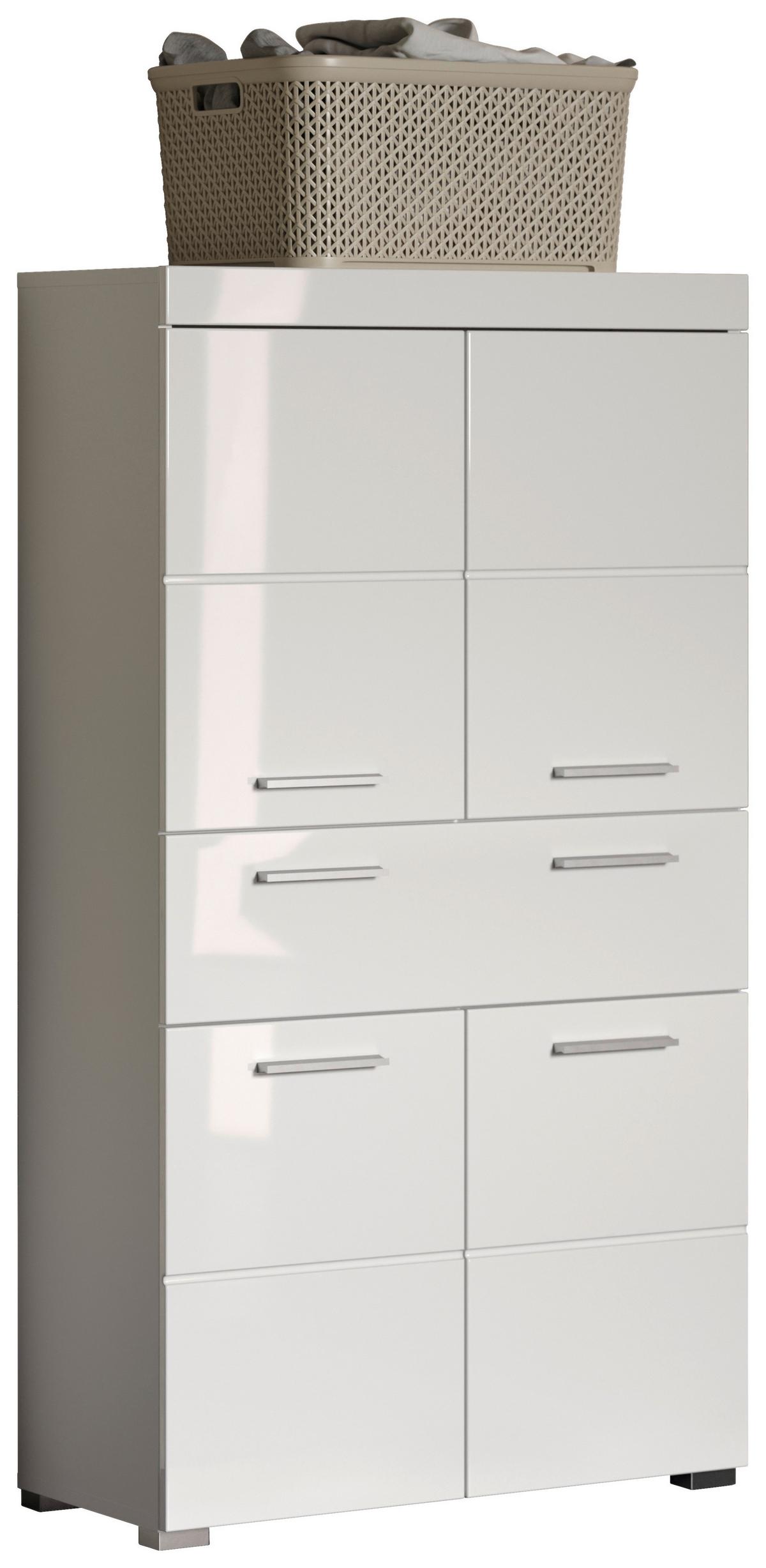 SZAFKA DOLNA AMANDA - kolor srebrny/biały, Modern, materiał drewnopochodny/tworzywo sztuczne (73/130/31cm) - MID.YOU