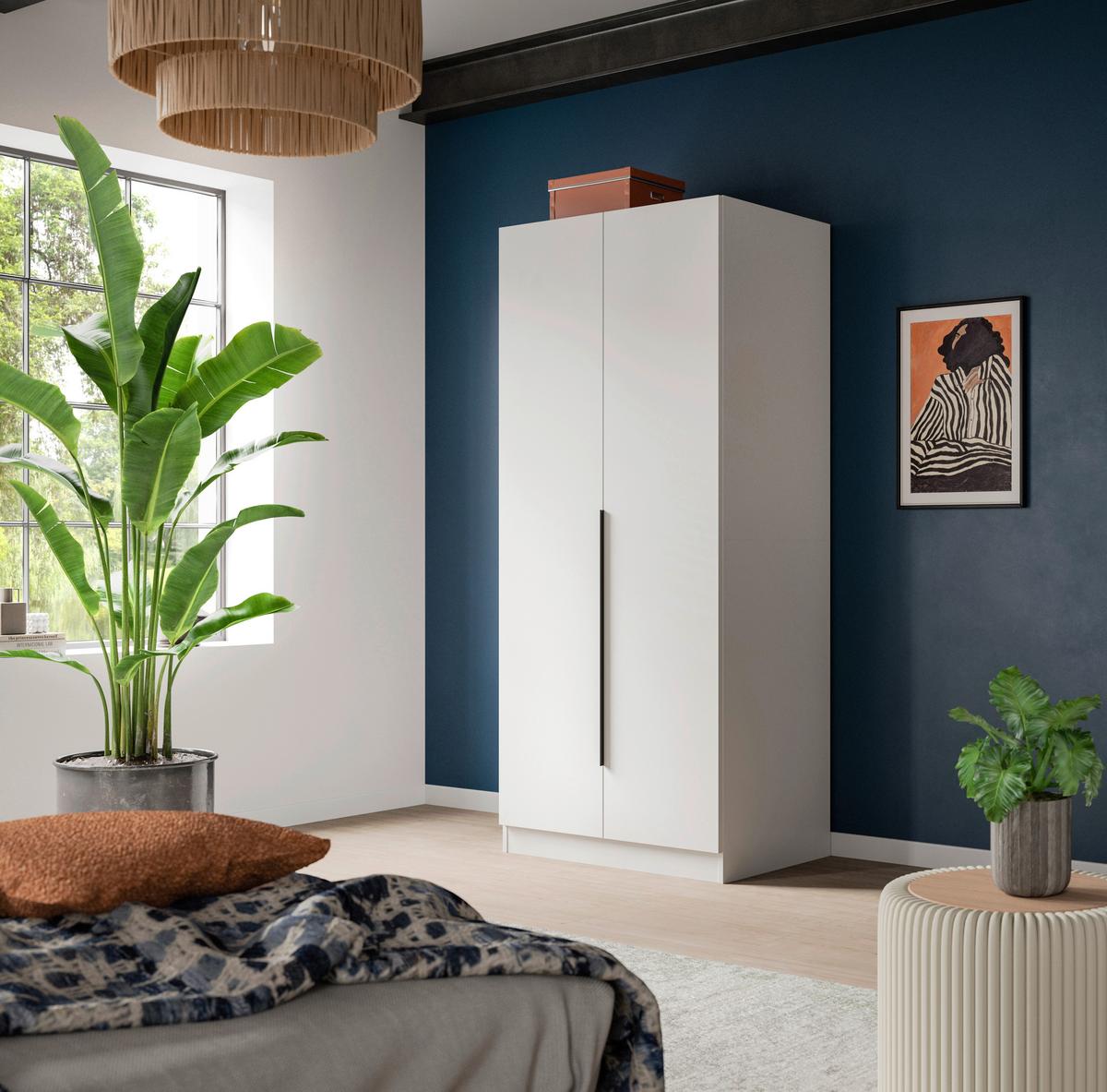 Drehtürenschrank KOPENHAGEN ca.80x181x52cm Weiß - Schwarz/Weiß, MODERN, Holzwerkstoff (80/181/52cm) - MID.YOU