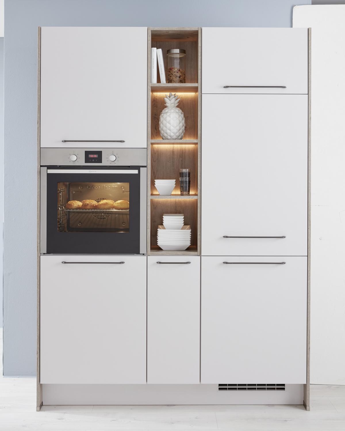 Einbauküche Touch Seidengrau - Hellgrau, KONVENTIONELL (153,2/260cm) - Nobilia