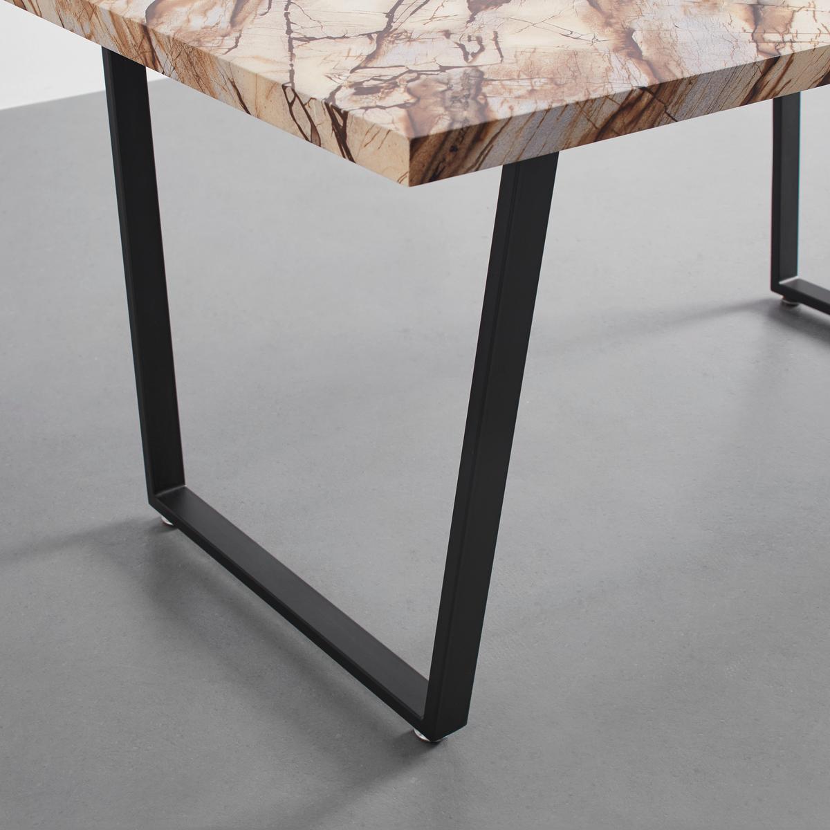 Esstisch Dave Marmoroptik ca. 160x90x76 cm - Schwarz/Braun, MODERN, Metall (160/90/76cm) - Bessagi Home