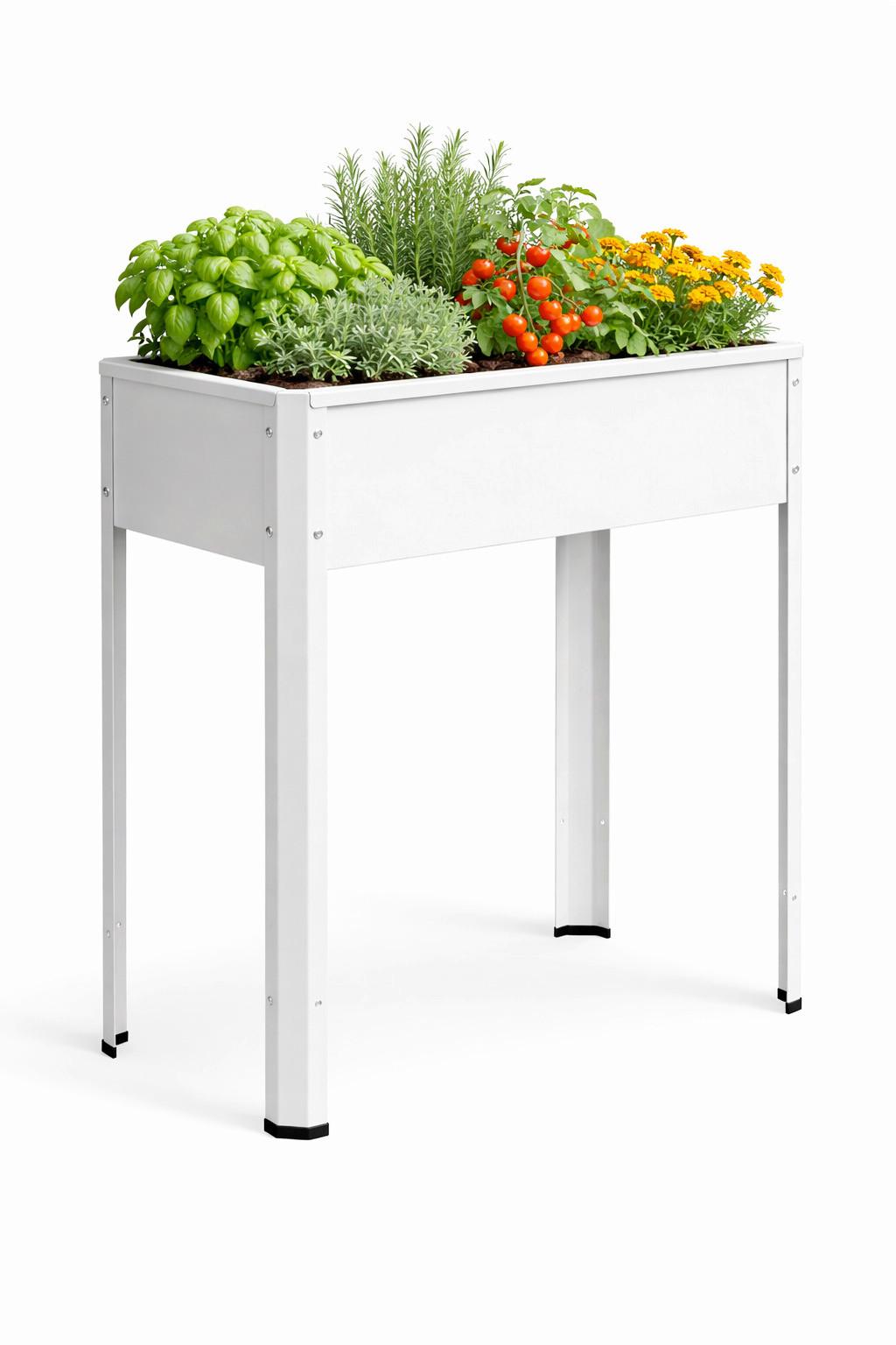 Hochbeet Vcm Hochbeet "balora L" - Weiss, Modern, Metall (80/80/35cm)