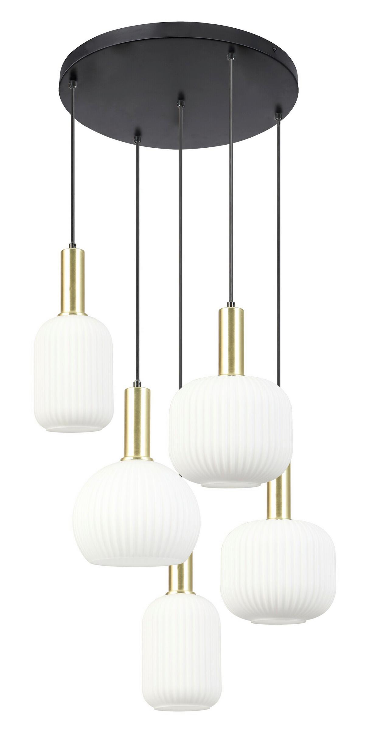 Hängeleuchte Scher Weiß/Goldfarben max.25 Watt - Goldfarben/Schwarz, MODERN, Glas/Metall (54/57,5/150cm)