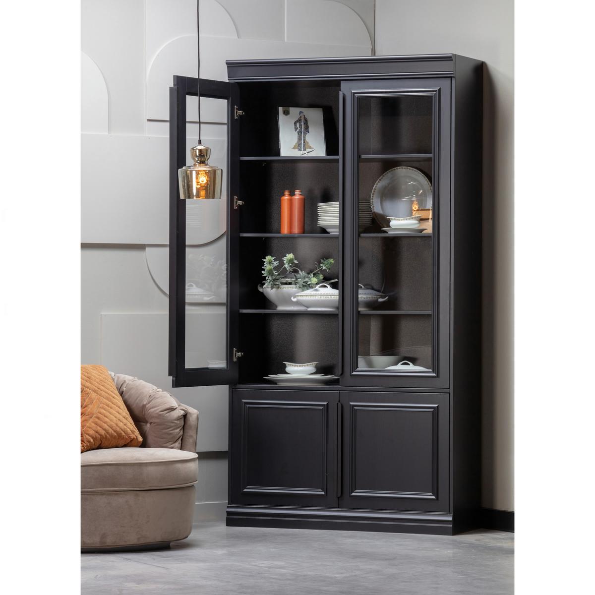 Vitrne Organize Schwarz - Schwarz, Design, Glas/Holz (110/215/44cm) - Livetastic