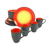 Kombinirani Servis Hot Red, 16-Delni - rdeča/črna, Basics, keramika - Creatable