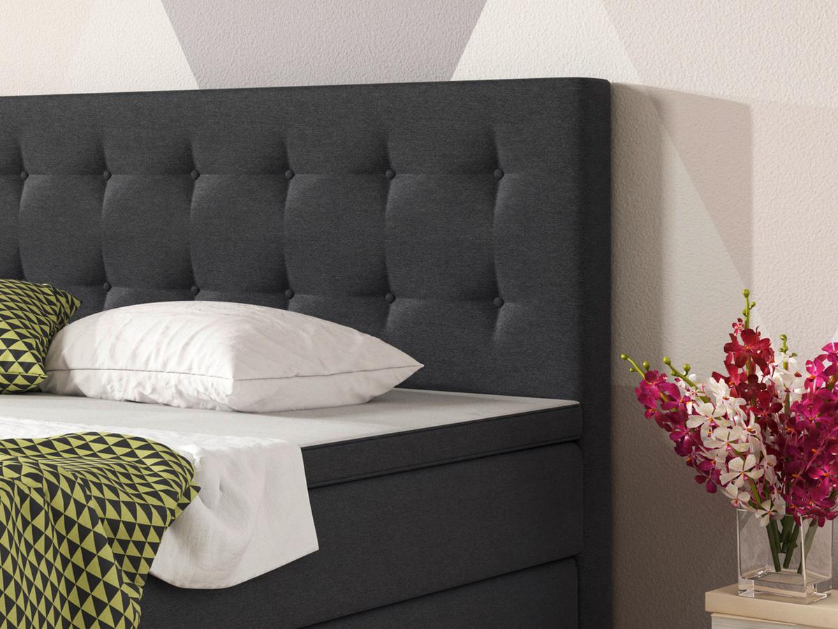 ŁÓŻKO BOXSPRING KÖLN-BK - antracytowy/kolor srebrny, Konventionell, metal/tkanina (180/200cm) - MID.YOU