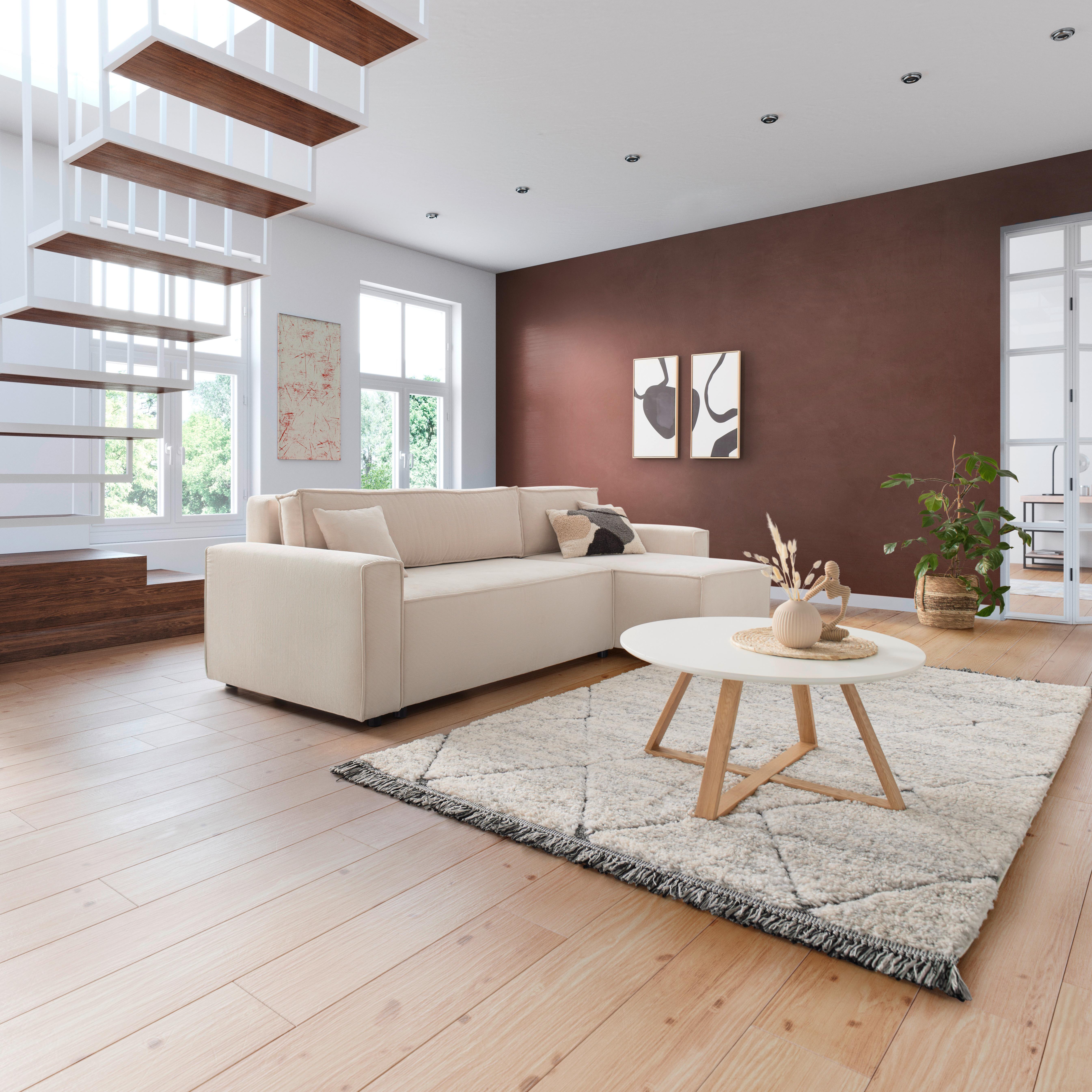 Sedežna Garnitura Mira, Bež, Ležišče - črna/bež, Basics, tekstil (248/76/140cm) - Modern Living