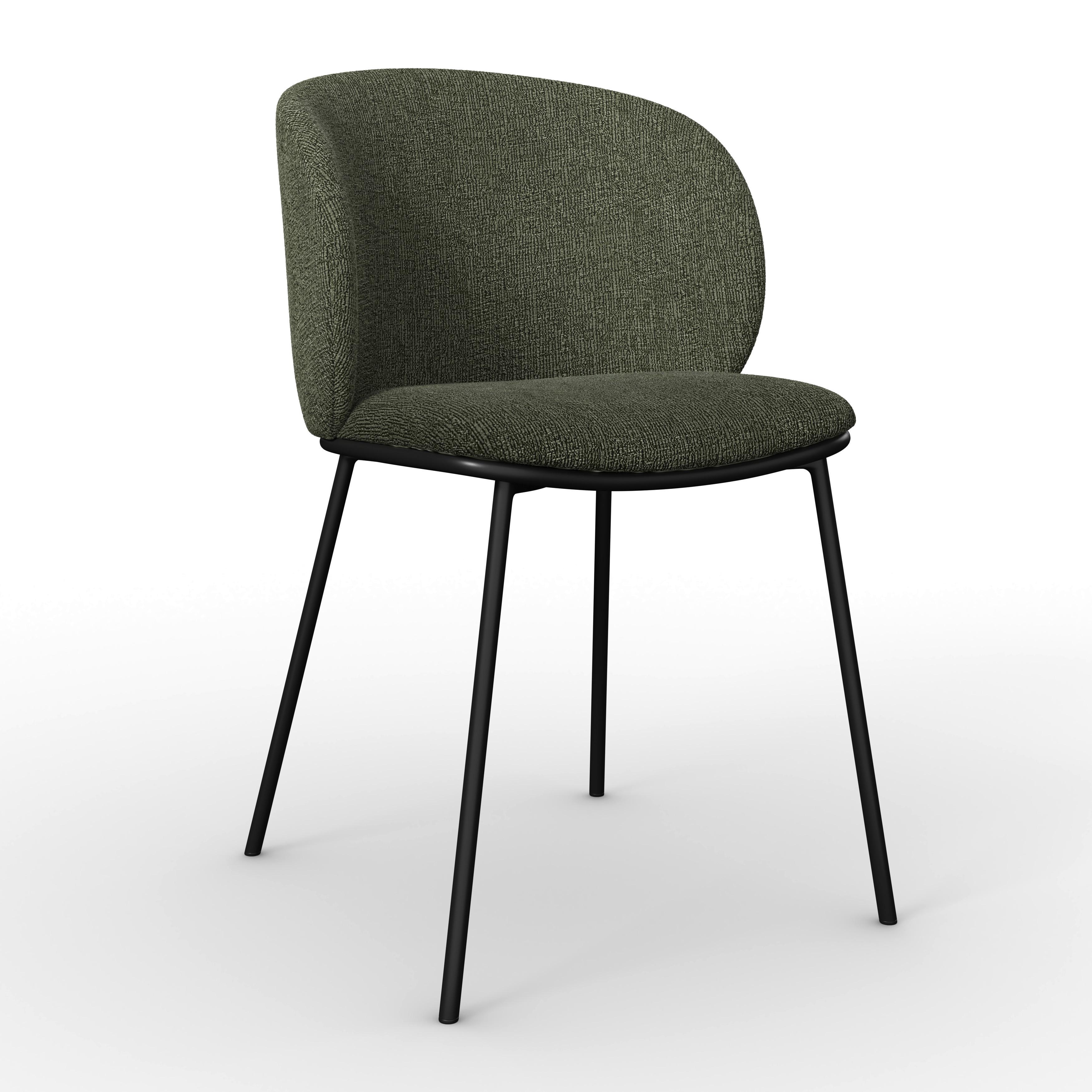 Stuhl Malea Grün Chenille Gepolstert - Schwarz/Grün, MODERN, Holz/Textil (49/81/52cm) - Bessagi Home