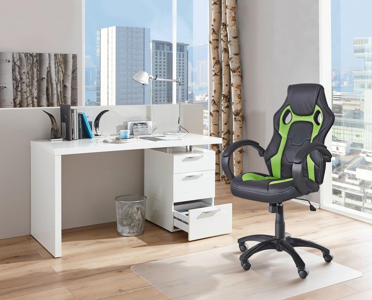 KRZESŁO GAMINGOWE MESUT - zielony/czarny, Design, tworzywo sztuczne/metal (61/110-120/63cm) - Carryhome