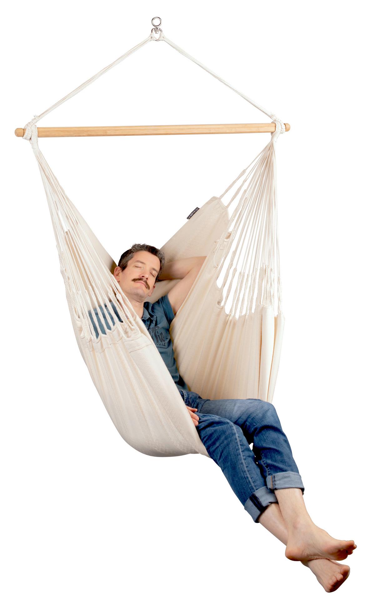 Hängesessel Comfort Hammock Chair Weiß - Weiß, KONVENTIONELL, Holz/Textil (110/160/180cm) - La Siesta