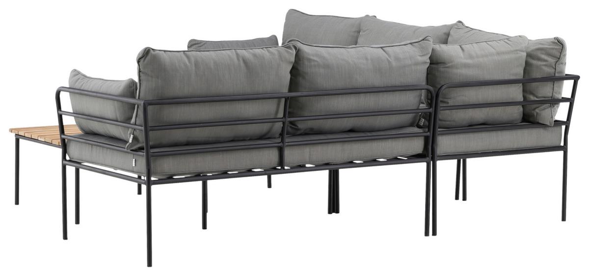 Loungegarnitur Penh Grau/Schwarz Tisch Akazie - Schwarz/Grau, KONVENTIONELL, Holz/Metall - Gardenson