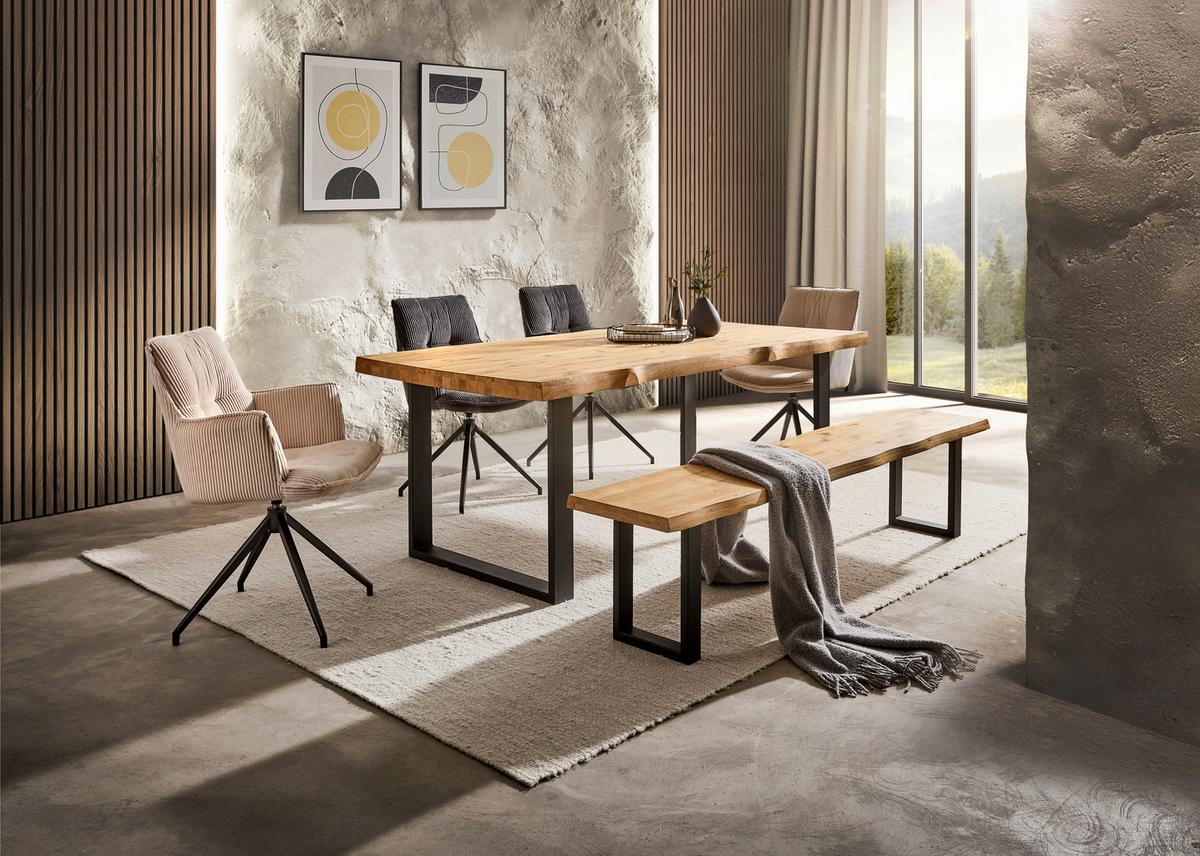 ŁAWKA COUNTRY - czarny, Natur, metal/drewno (160/44/40cm) - Landscape