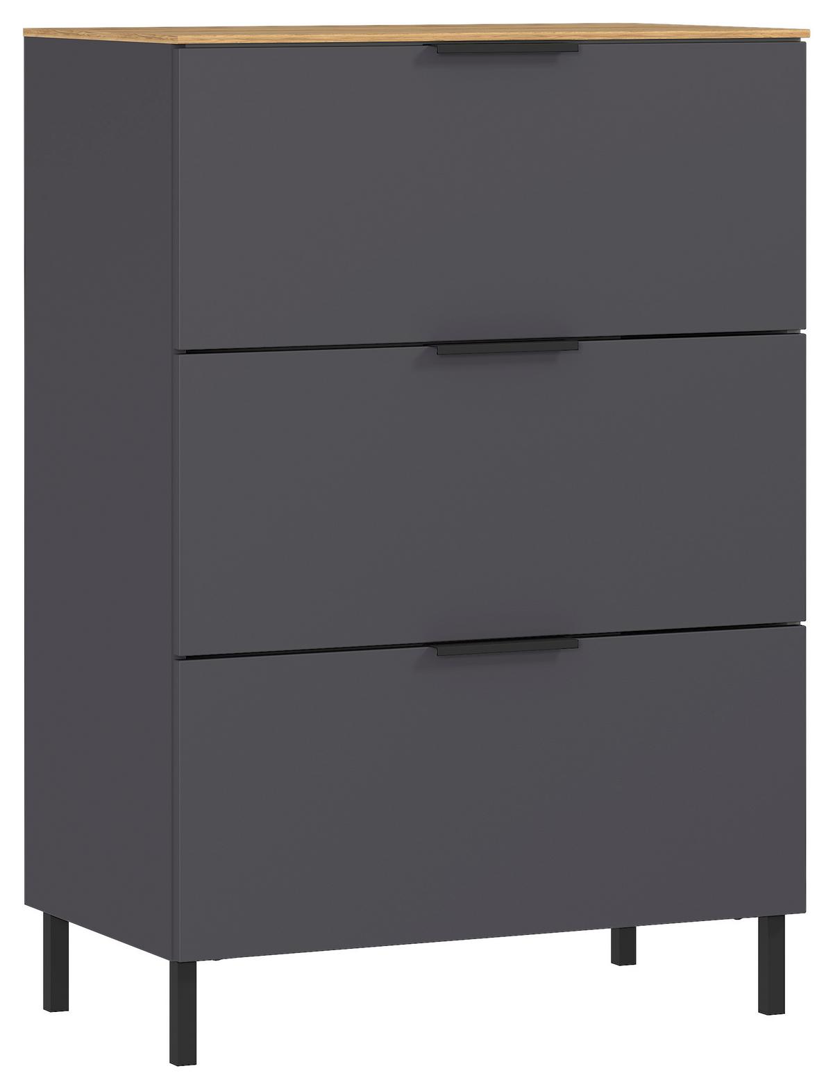 Kommode California in Eichenfarben/Graphit - Eichefarben/Graphitfarben, Modern, Holzwerkstoff/Metall (68/98/40cm) - Premium Living