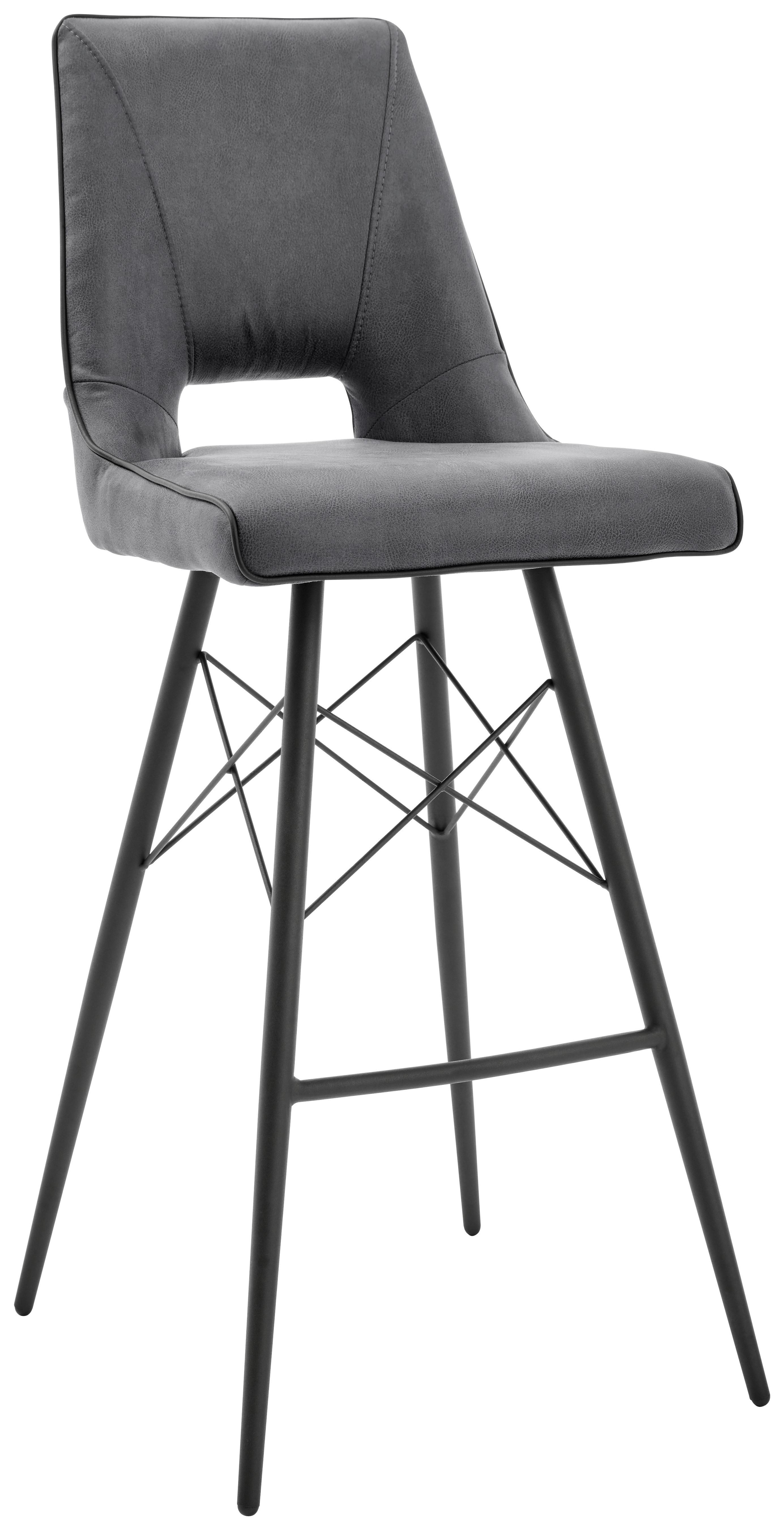 Barski Stol Celina - siva/črna, Moderno, kovina/tekstil (44,5/109,5/51.5cm) - Modern Living