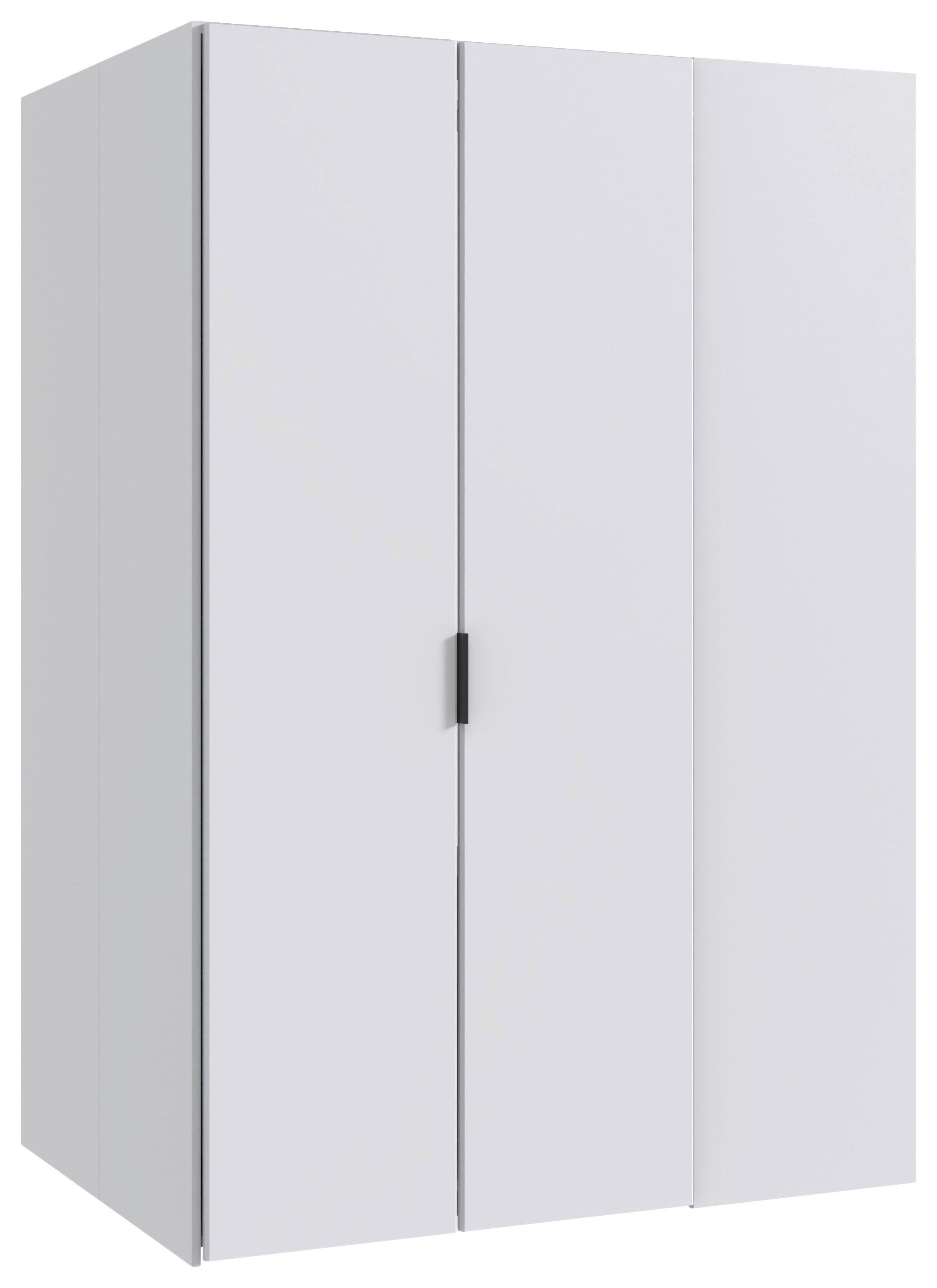 Beléphető Sarokszekrény Norderney - fekete/fehér, Basics, faalapú anyag/fém (135,2/197/97cm) - Boxxx