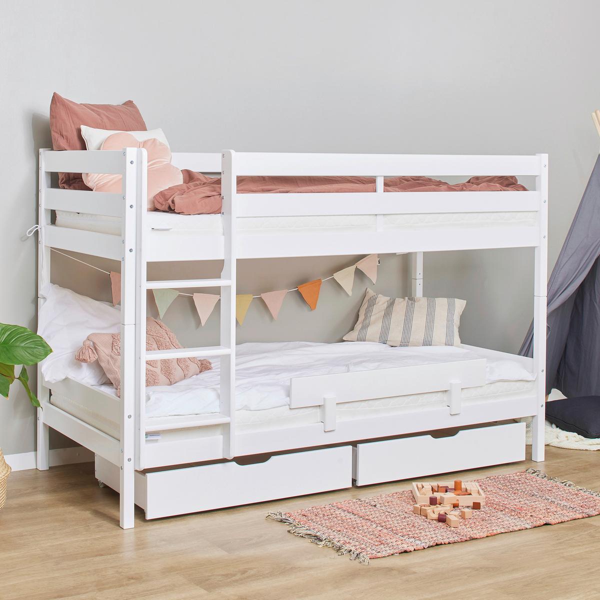 Etagenbett ECO COMFORT Weiß Echtholz vollmassiv - Naturfarben/Weiß, MODERN, Holz (90/200cm) - MID.YOU