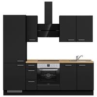 Küchenblock Touch High m. Geräten Schwarz - Edelstahlfarben/Eichefarben, MODERN, Holzwerkstoff/Metall (240cm) - Nobilia