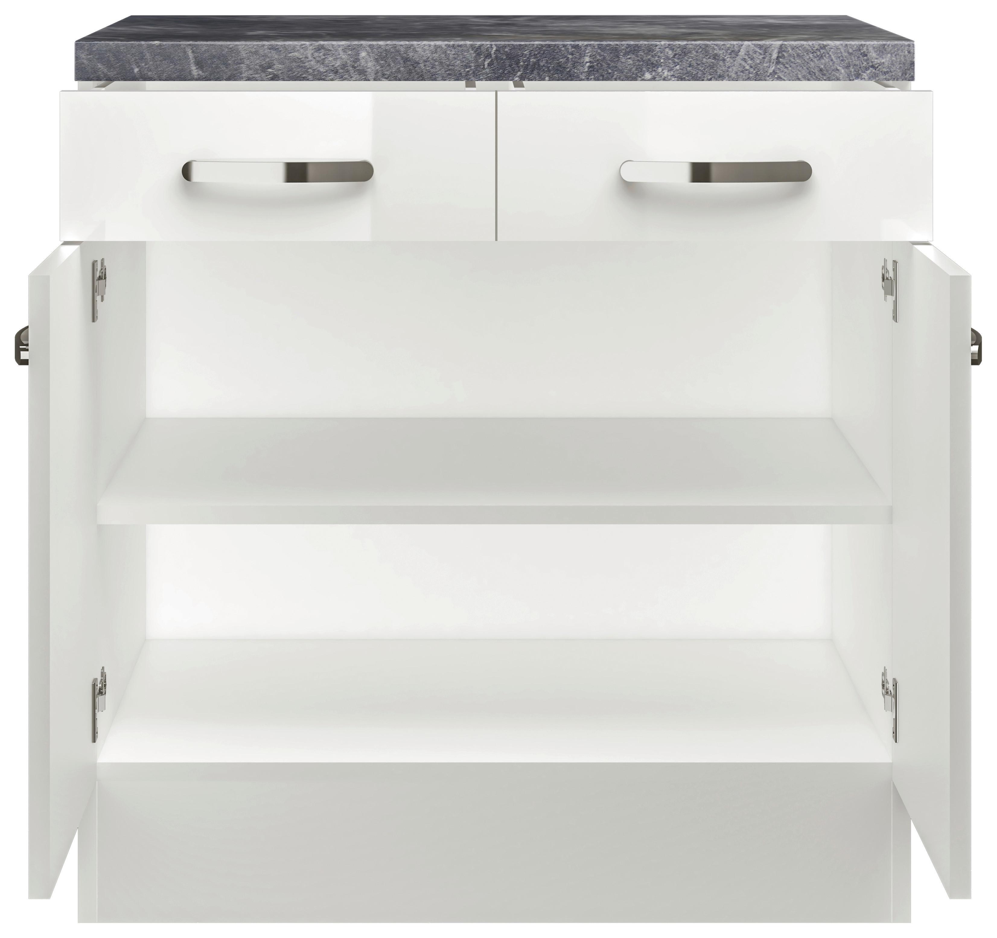 Kuhinjska Spodnja Omarica Alba, Bela, Š. 80 Cm - barve nerjavečega jekla/bela, Moderno, kovina/leseni material (80/86/60cm) - FlexWell