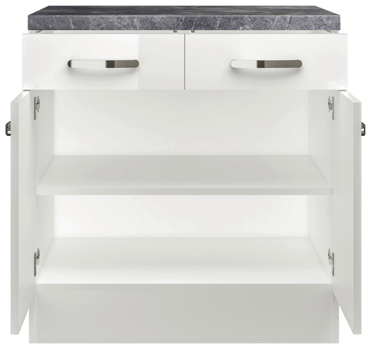 Kuhinjska Spodnja Omarica Alba, Bela, Š. 80 Cm - barve nerjavečega jekla/bela, Moderno, kovina/leseni material (80/86/60cm) - FlexWell