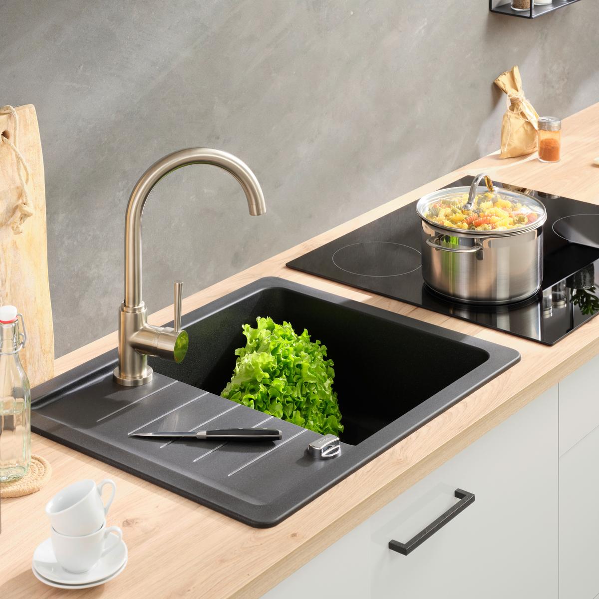Kuhinjski Blok Z Aparati Levi, Svetlo Siva - siva/barve hrasta, Moderno, leseni material (280cm) - FlexWell