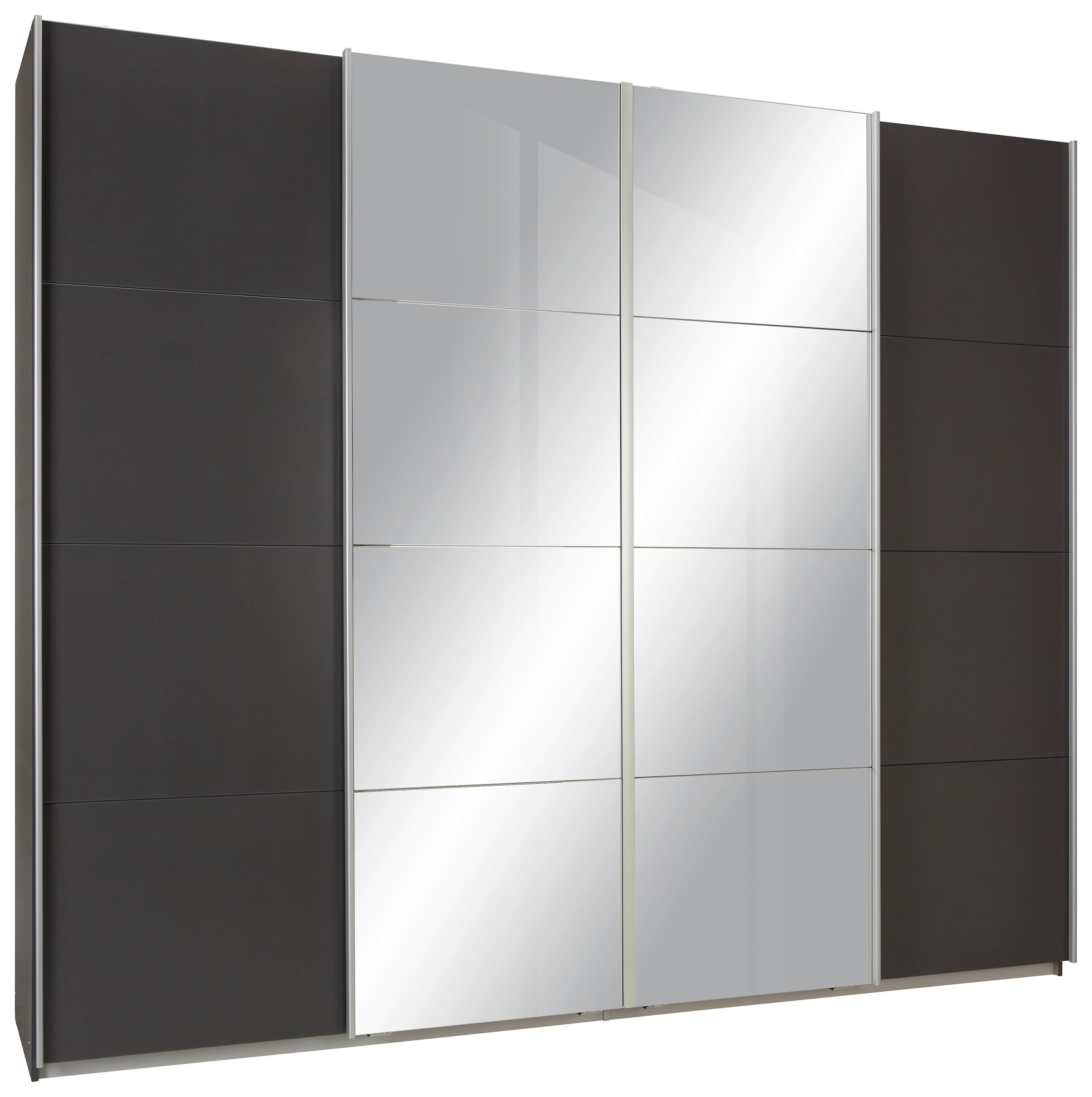 Schwebetürenschrank In Grau Mit Spiegel - Dunkelgrau/Alufarben, Konventionell, Holzwerkstoff/Metall (270/230/62cm) - Mömax