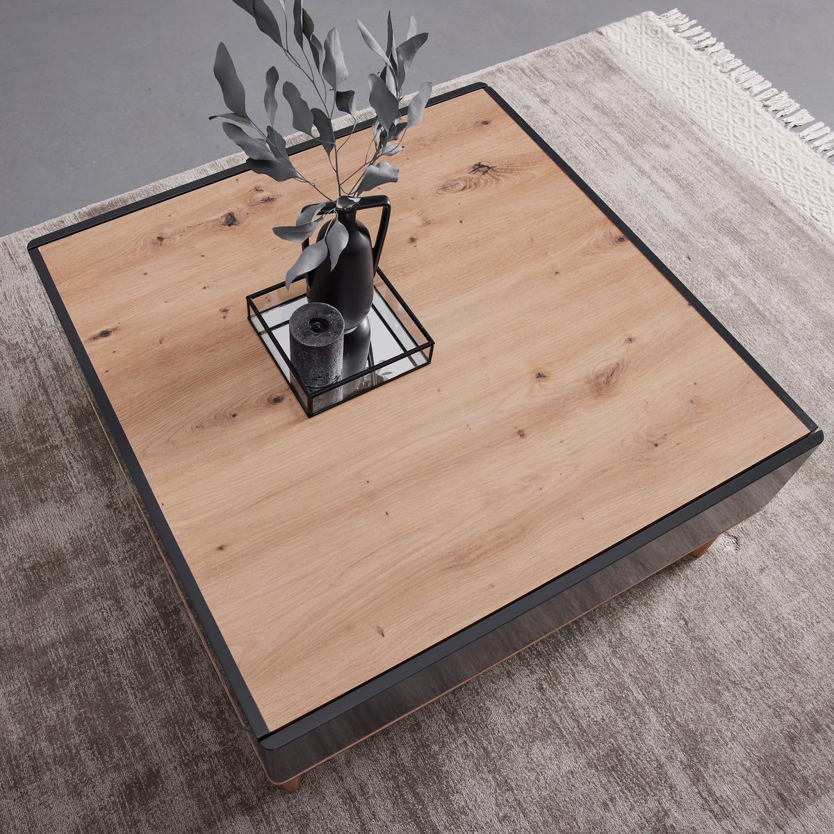 Dohányzóasztal Fosco - tölgyfa színű/szürke, Modern, fa (80/80/38cm) - Bessagi Home