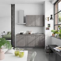 Küchenblock Riva Low m. Geräten Schieferfarben - Schieferfarben/Edelstahlfarben, MODERN, Holzwerkstoff/Metall (180cm) - Nobilia
