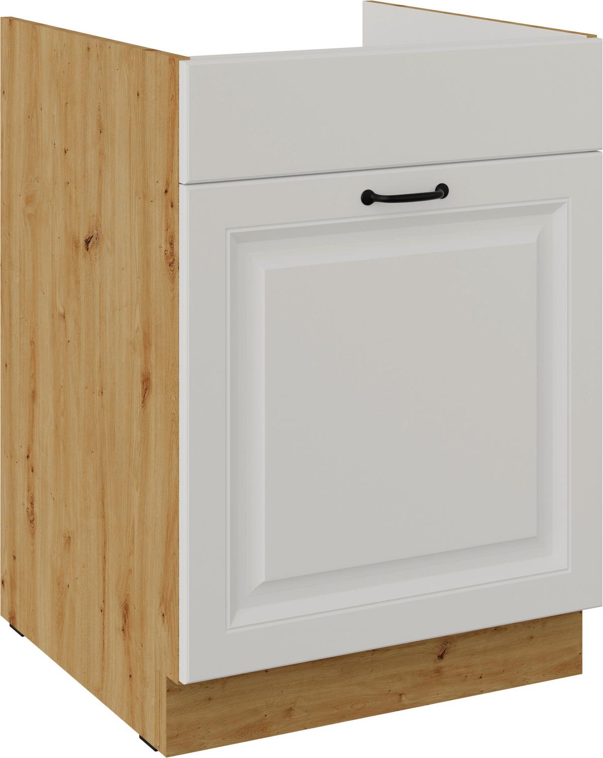 Baza Za Sudoper 60 1 Lad. Stilo - bijela/hrast Artisan, Moderno, drvni materijal/metal (60/82/52cm)