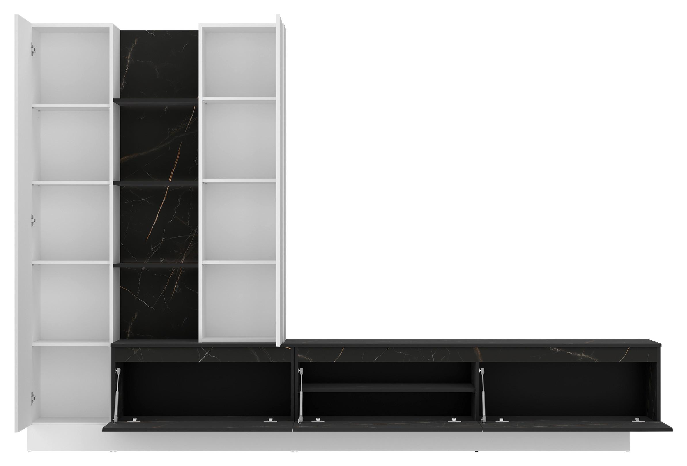 HYLLKOMBINATION MODESTO - vit/svart, Modern, trämaterial/plast (295/200,5/40cm) - Livetastic