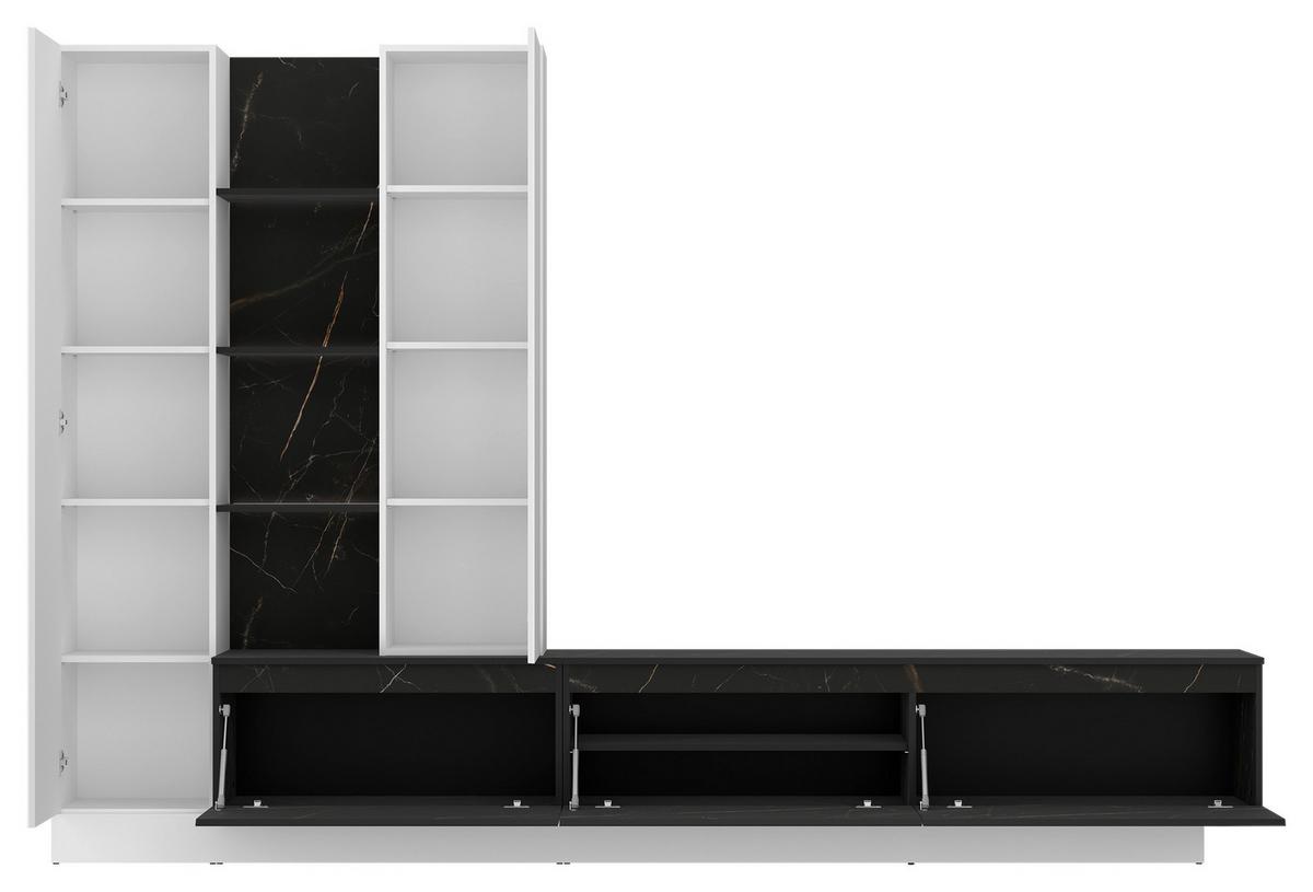 Ansamblu mobilier camera de zi MODESTO - alb/negru, Modern, material pe bază de lemn (295/200,5/40cm) - Premium Living