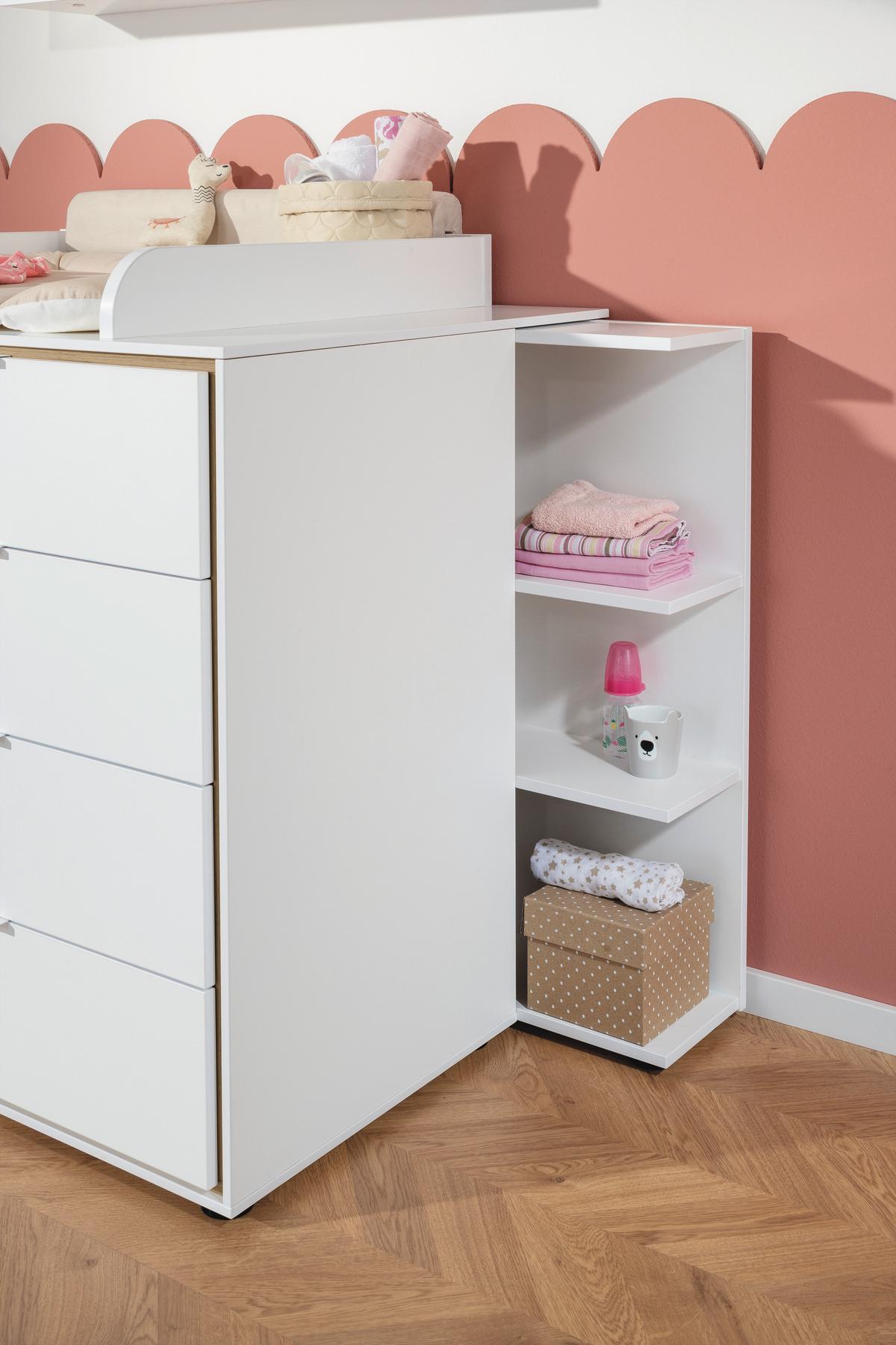 REGAŁ NISKI DLA NIEMOWLĄT 2284604 LIEVEN - biały, Basics, materiał drewnopochodny (45,0/92,4/21,3cm) - Paidi
