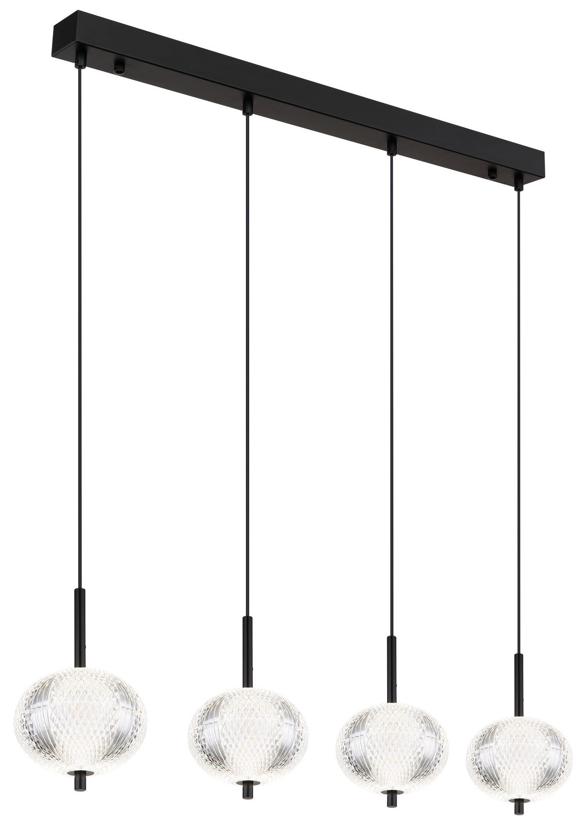 LED-Hängeleuchte Aida Klar/Schwarz max. 23 Watt - Klar/Schwarz, KONVENTIONELL, Kunststoff/Metall (85/15/120cm) - Globo