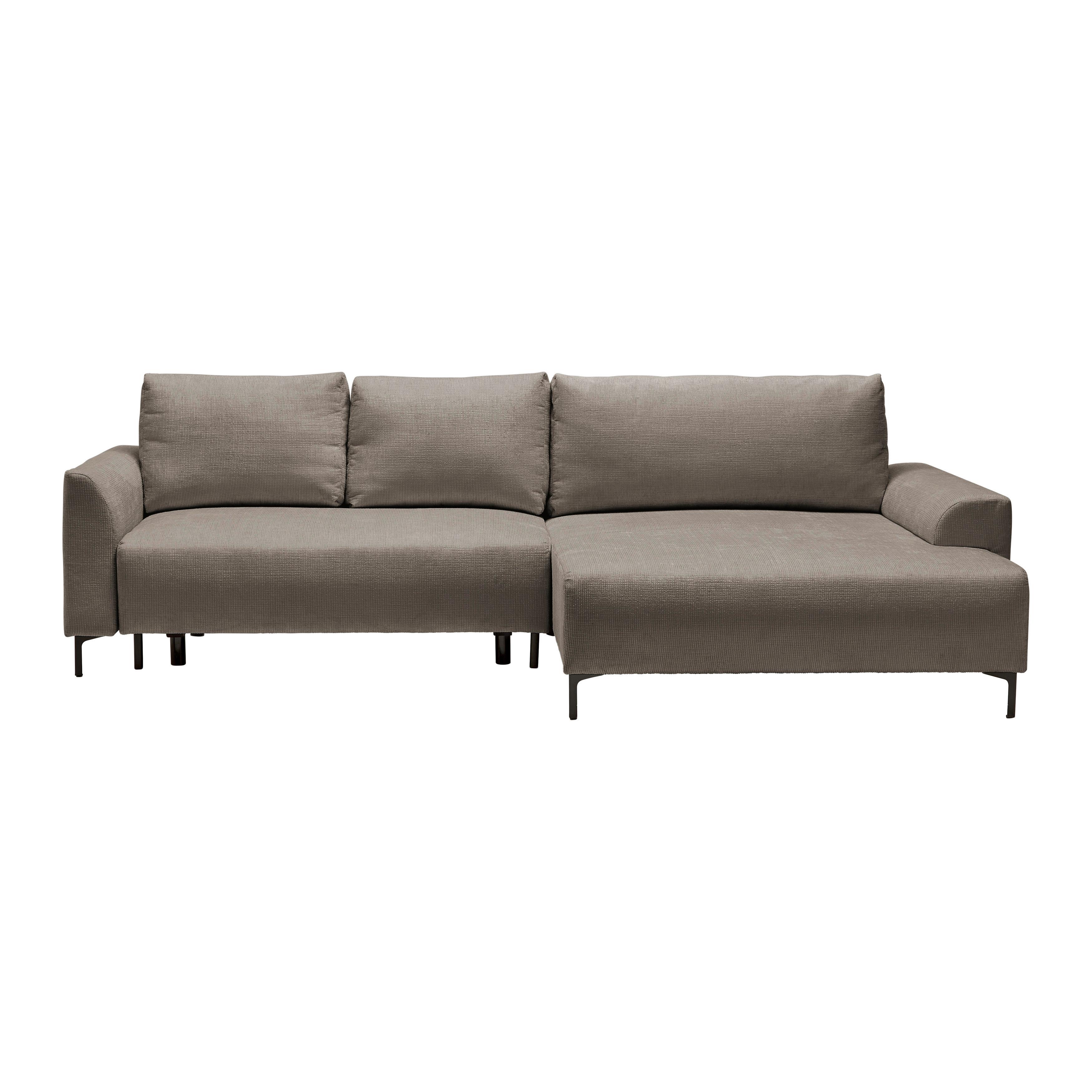 Ecksofa Integra Taupe - Taupe/Schwarz, Textil/Metall (294/81-93/170cm) - Mömax