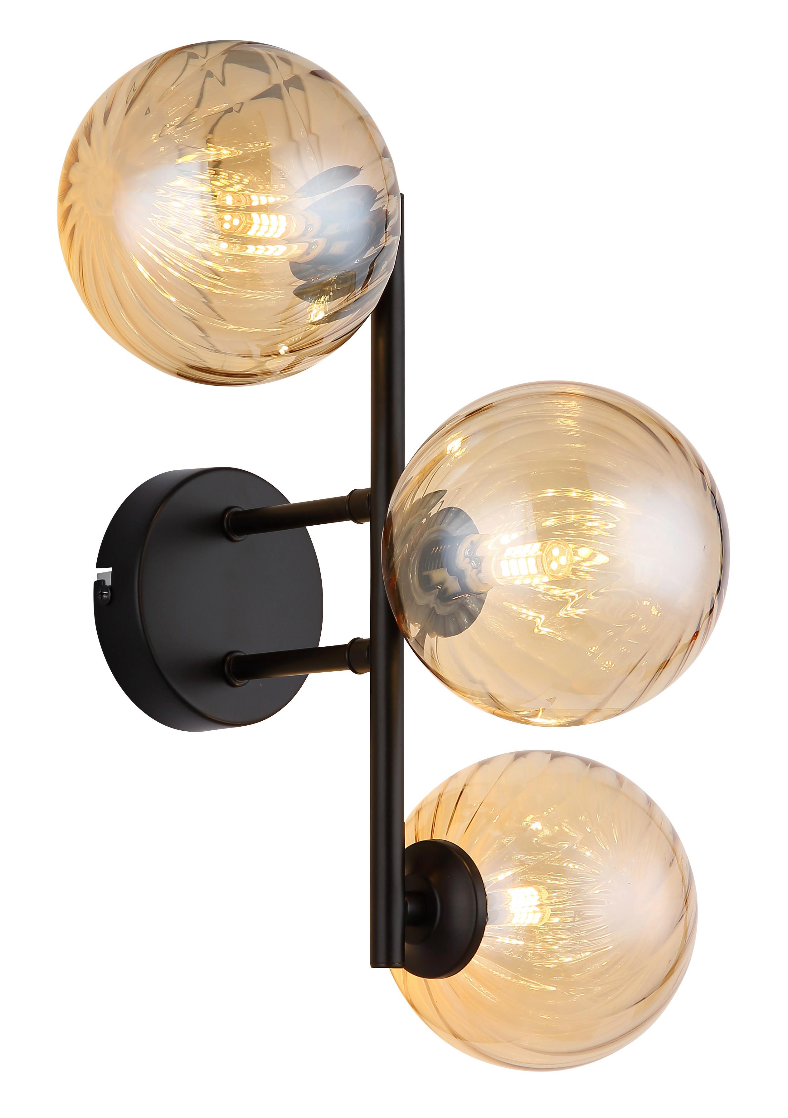 WANDLEUCHTE 56146W - Schwarzchrom/Orange, Design, Glas/Metall (36/28/25cm) - Globo
