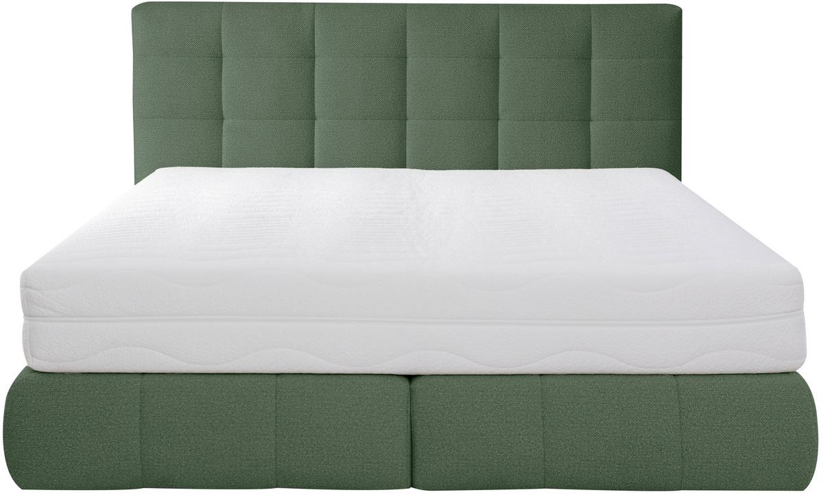Boxspringbett Lavenito Grün ca. 160x200cm - Schwarz/Grün, KONVENTIONELL, Textil (160/200cm) - Premium Living