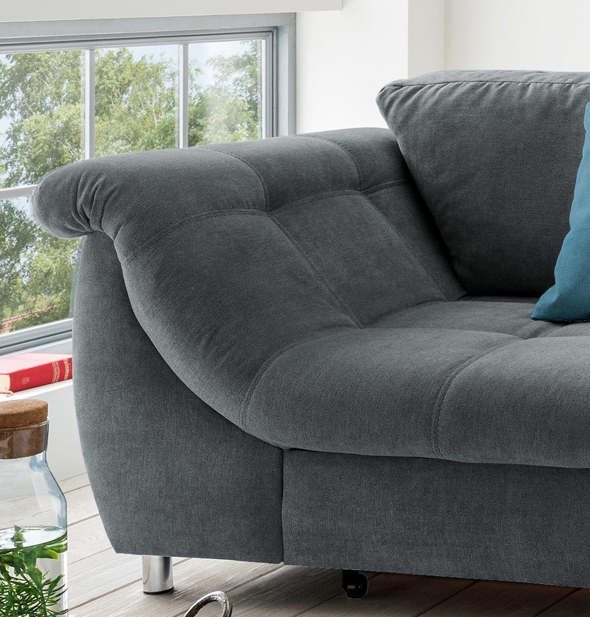 Sedežna Garnitura Agira, Antracit, Ležišče - barve kroma/modra, Design, tekstil (250/190cm) - Modern Living