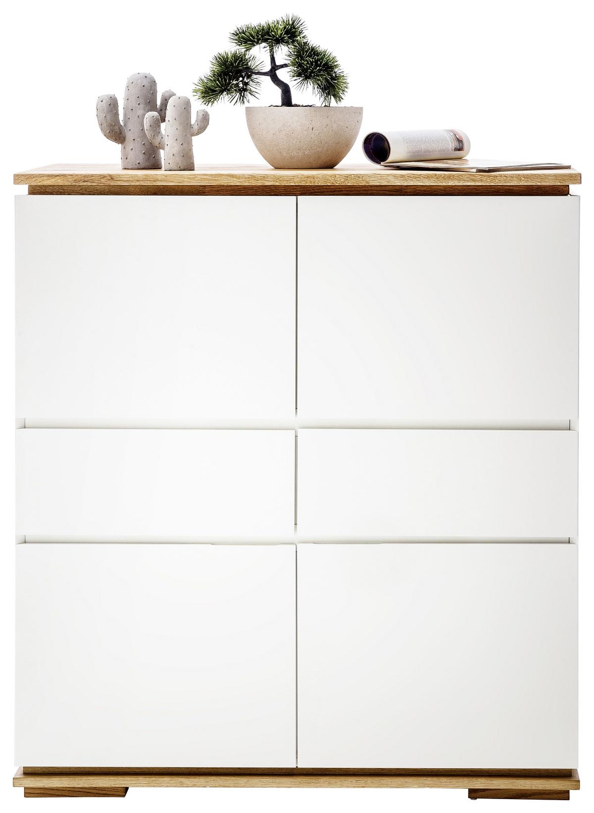 KOMODA WYSOKA CHIARO - kolor dębowy/biały, Design, materiał drewnopochodny/drewno (102/115/40cm)