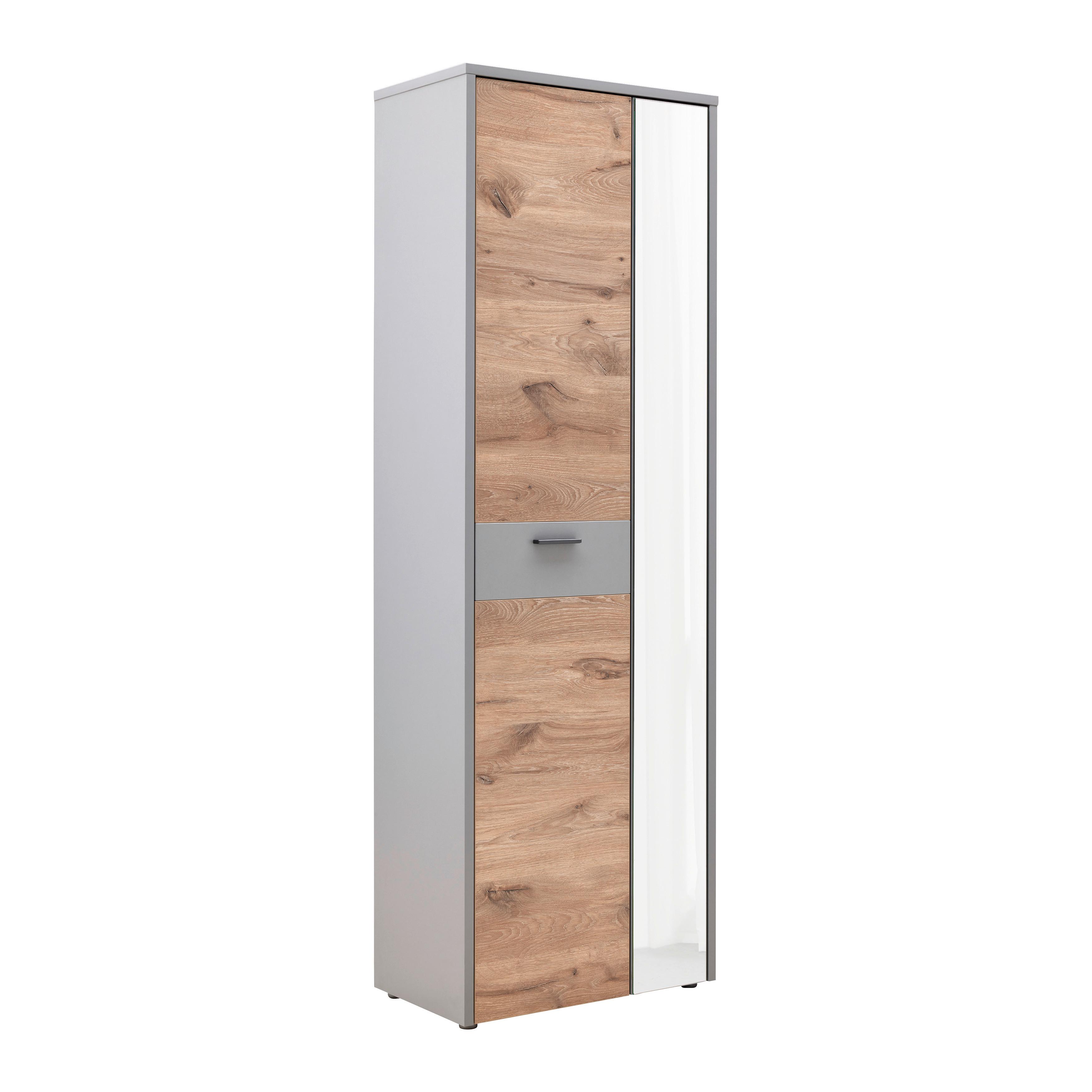 Garderobenschrank Dynamic in Grau/Eichefarben - Wildeiche, MODERN, Holzwerkstoff (65/197/37cm) - Mömax